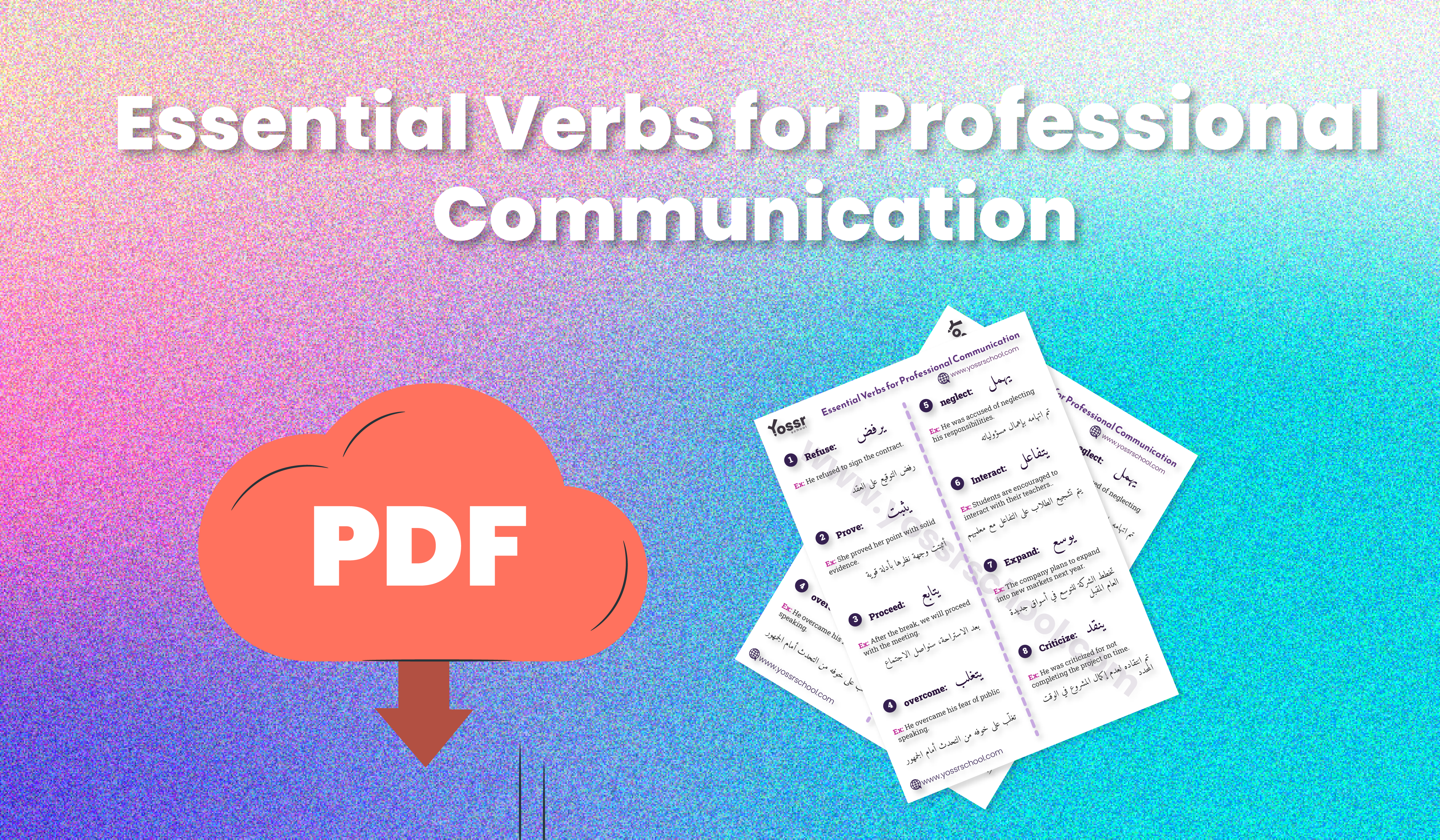 Mastering Professional English: 8 Key Verbs for Effective Communication with Examples.